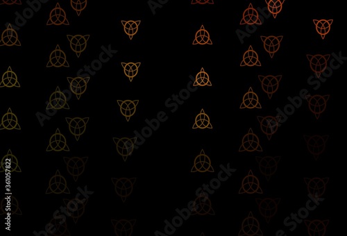 Dark Green, Yellow vector backdrop with mystery symbols.
