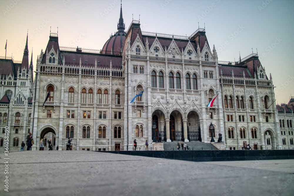 Square before The Hungarian paliament building in Budapest.