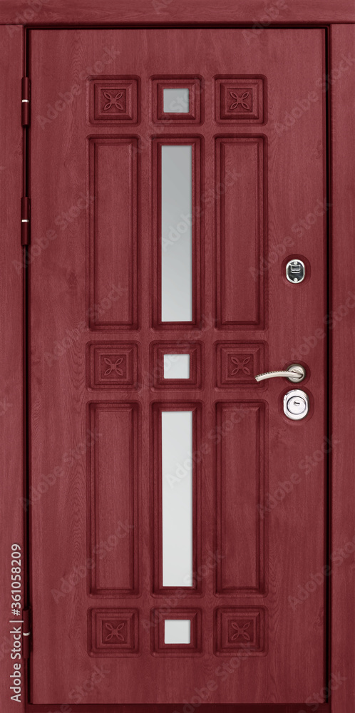 Model of entrance metal doors isolated on white background
