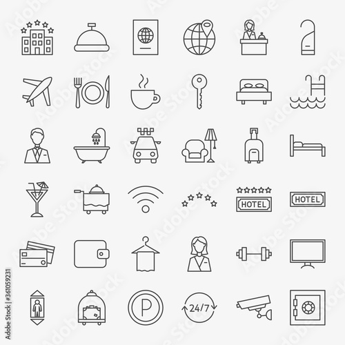 Hotel Line Icons Set