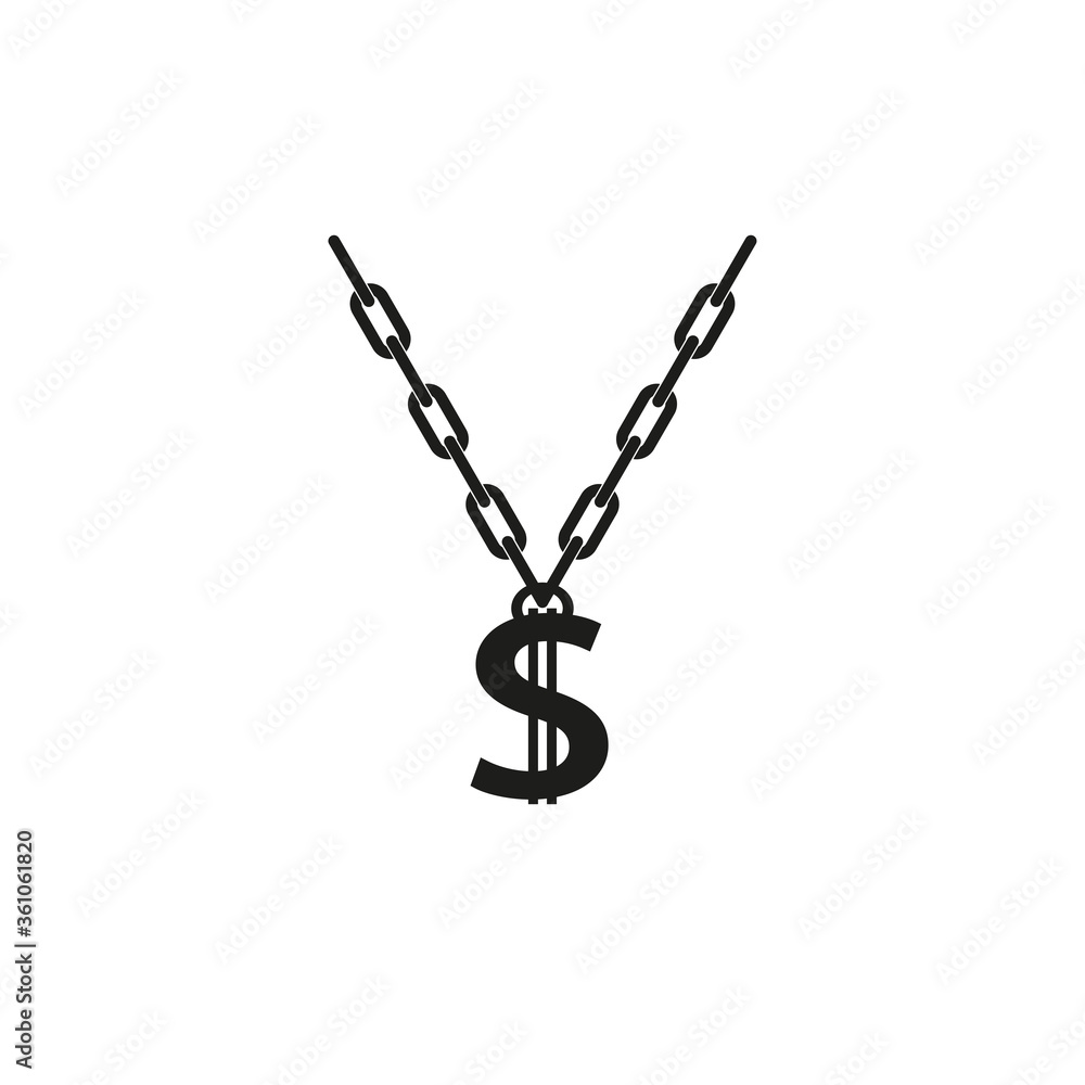 Dollar icon on a chain. Simple flat vector illustration Dollar icon on a chain. Simple flat vector illustration