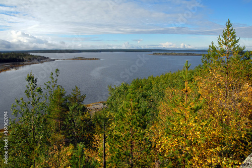 Karelian seascape. Kandalaksha Gulf of White Sea. Sidorov island, Republic of Karelia, Russia.