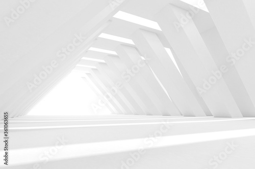 Abstract architecture space, Interior with white concrete wall. 3d render.