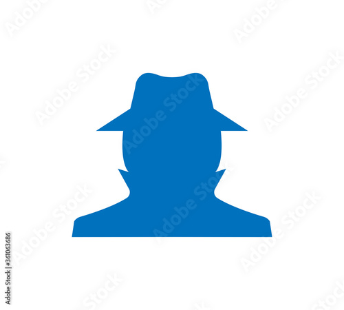 Private detective vector spy agency icon. Man in suit. Secret service agent icon
