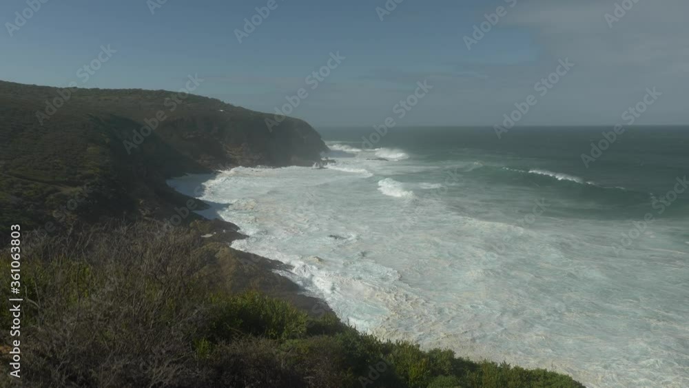 Large waves breaking near Herolds Bay on the Garden Route, Western Cape, South Africa. Large waves breaking near Herolds Bay on the Garden Route, Western Cape, South Africa.