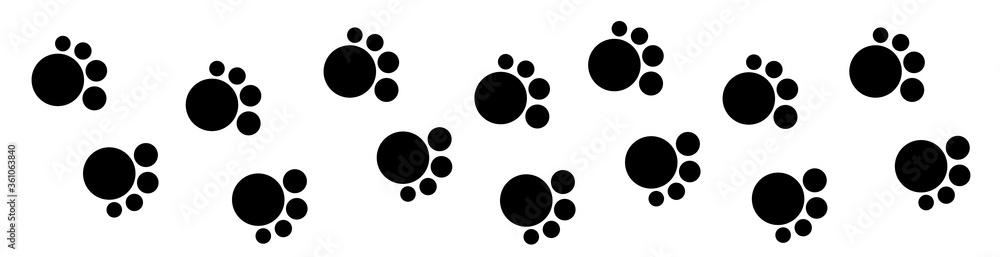 Paw prints kitty track divider border banner design template Paw prints kitty track divider border banner design template