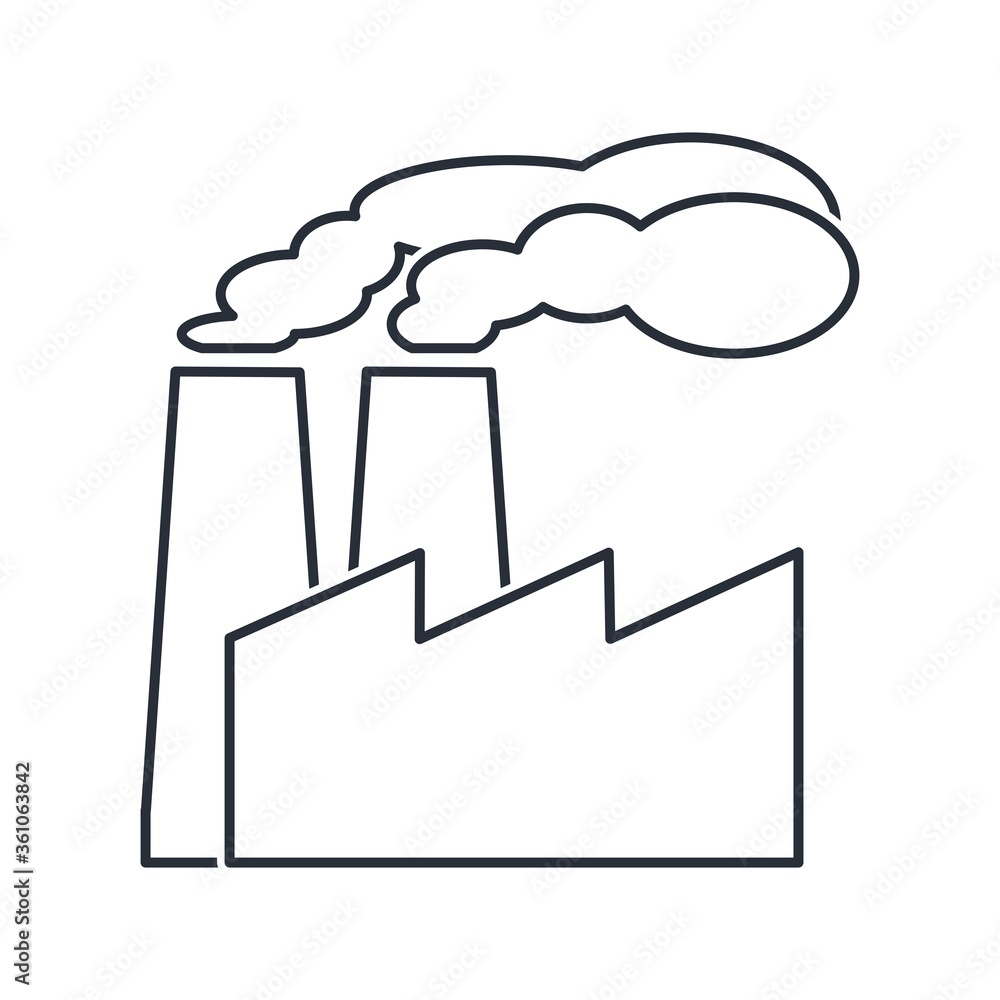 Factory, manufacture .Vector linear icon isolated on white background. Factory, manufacture .Vector linear icon isolated on white background.