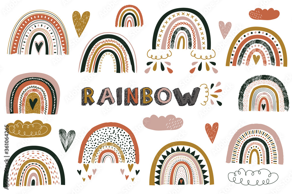 Nursery Cute Boho Rainbow Elements Nursery Cute Boho Rainbow Elements