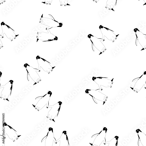 Seamless pattern with couple 
penguin. Animal illustration perfect for design greeting cards, prints, flyers,cards,holiday invitations and more. Vector  card on isolated background