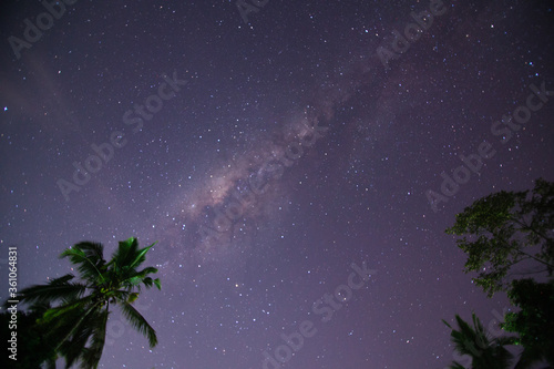 Beautiful night starry sky with the Milky Way, Bali, Indonesia