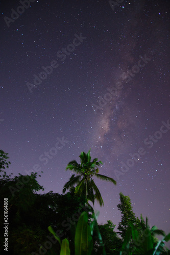 Beautiful night starry sky with the Milky Way, Bali, Indonesia