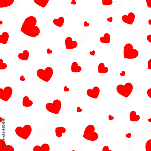 Seamless pattern with red hearts on isolated background.Romantic illustration perfect for design greeting cards, prints, flyers,cards,holiday invitations and more.Vector Valentines Day card.