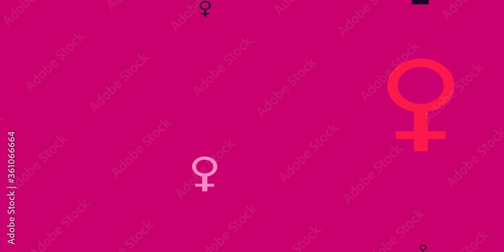 Light Purple, Pink vector texture with women's rights symbols. Light Purple, Pink vector texture with women's rights symbols.