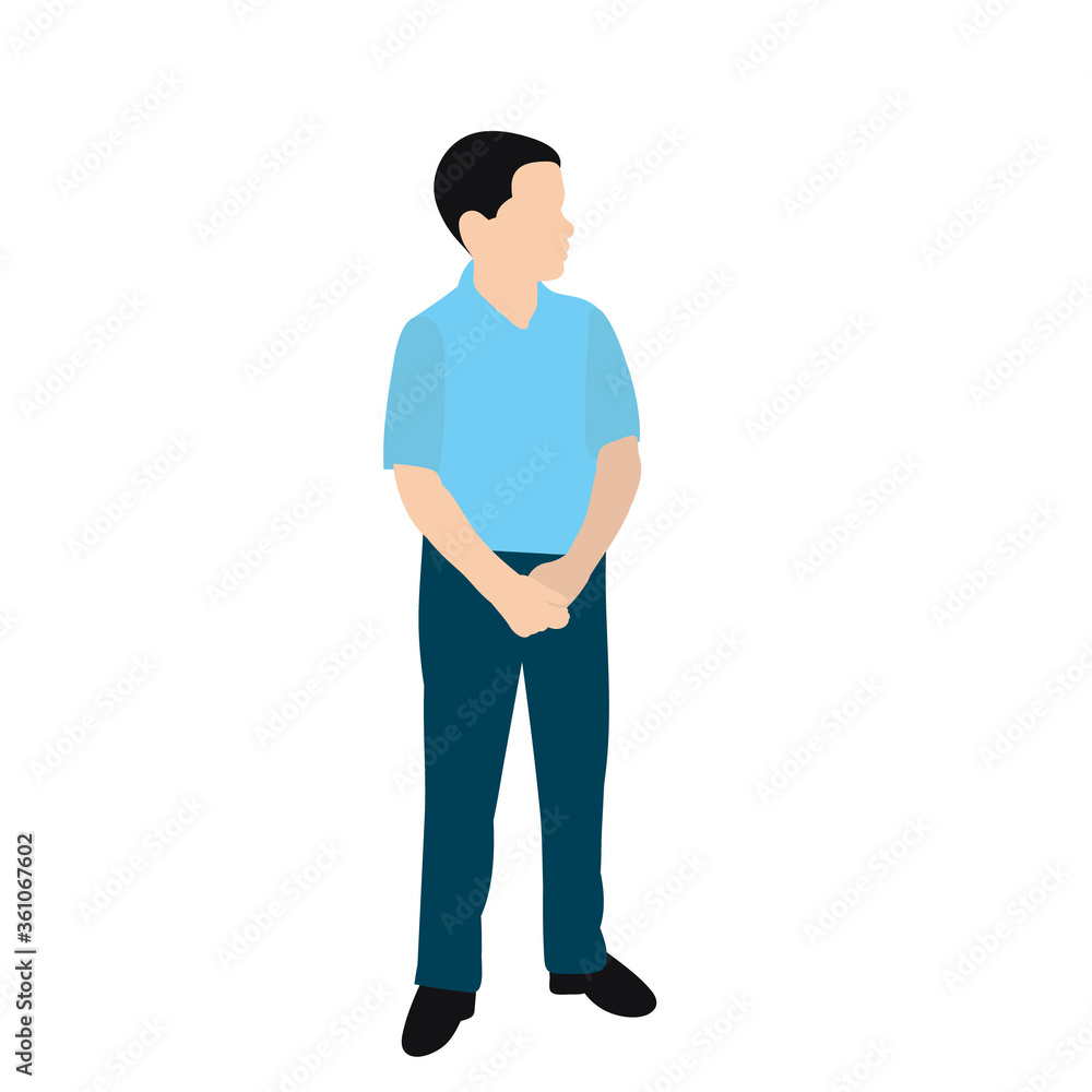 vector, isolated, in flat style man, stands vector, isolated, in flat style man, stands