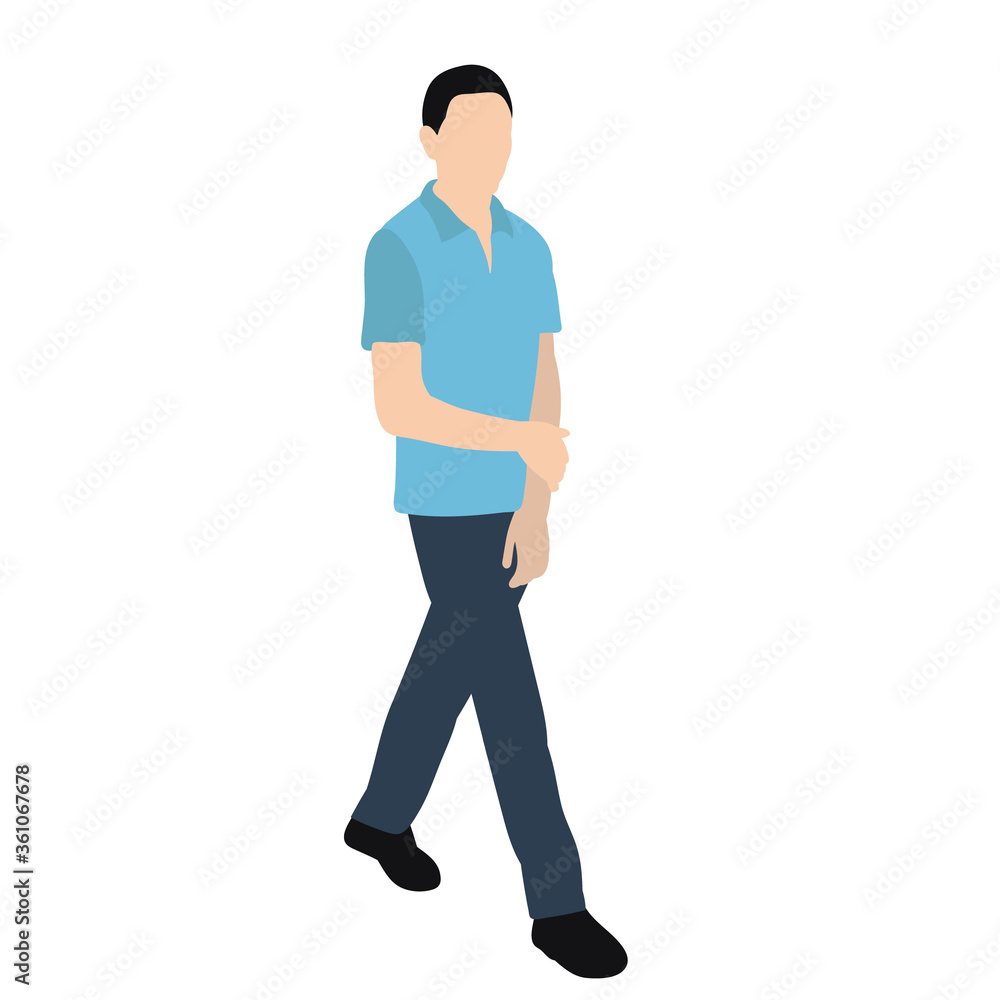 Fototapeta premium isolated, in a flat style man, guy is walking