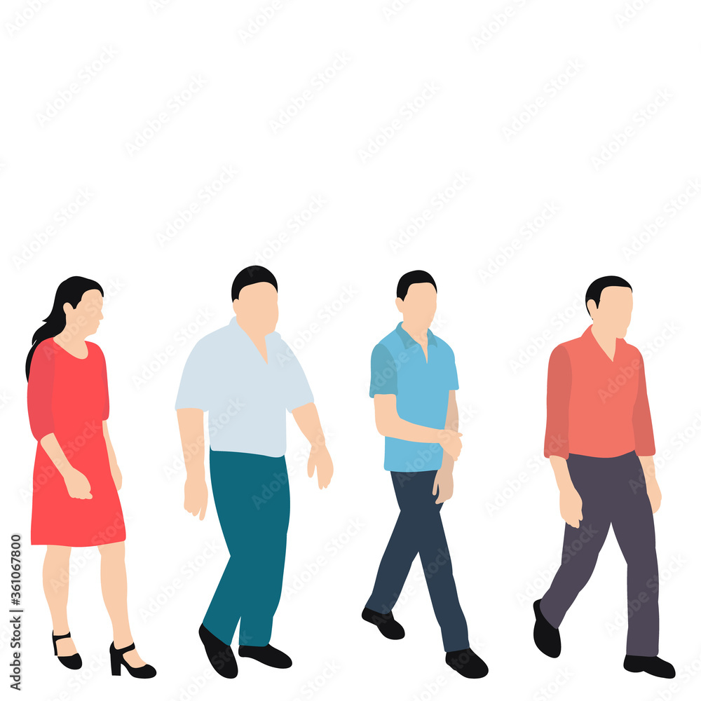 isolated, in flat style people are walking, group of people isolated, in flat style people are walking, group of people