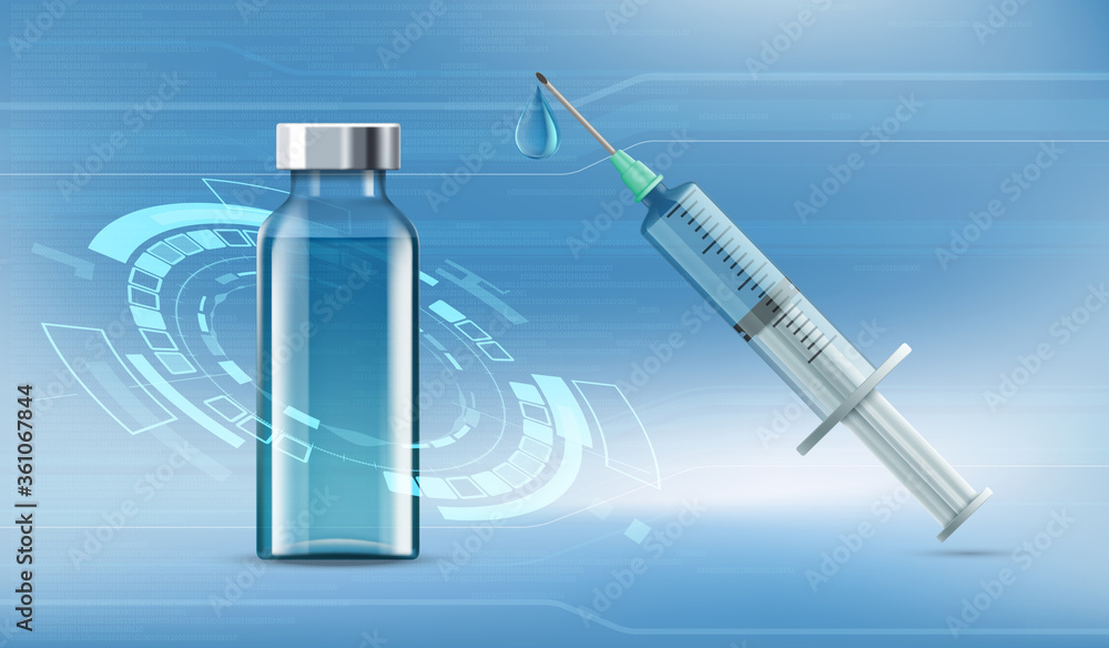 Medical syringe and a vial with an vaccine or insulin Medical syringe and a vial with an vaccine or insulin