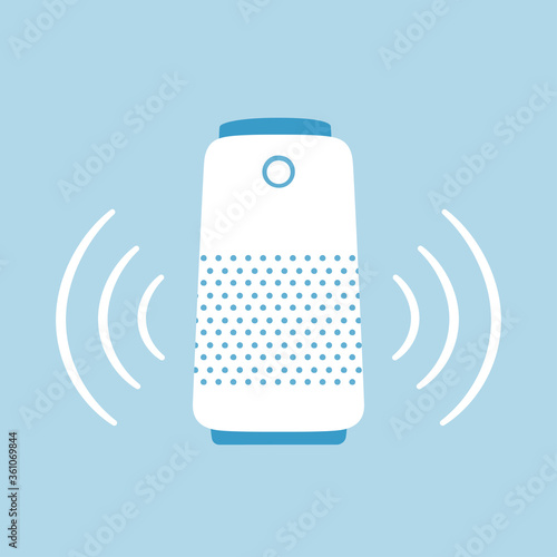 Smart speaker. Home Personal voice assistant. Hand drawn vector illustration