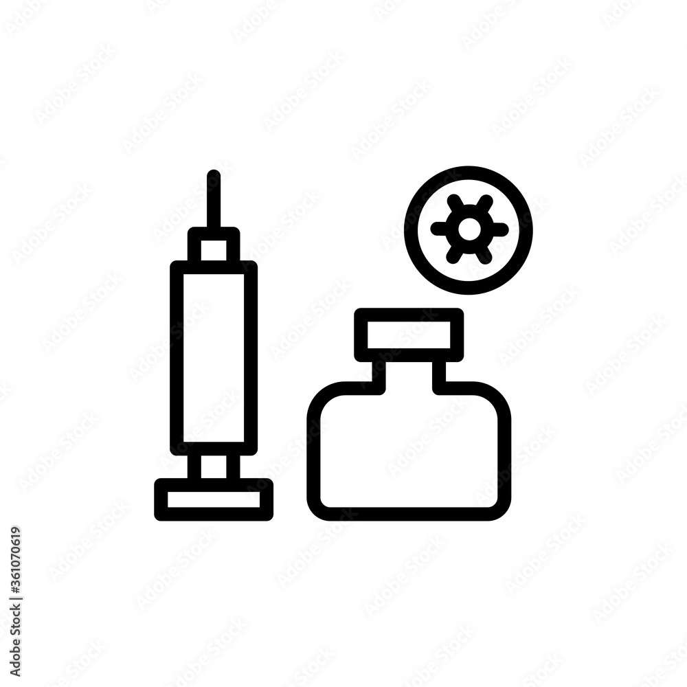 Medicine, injection, coronavirus icon. Simple line, outline vector elements of viral pandemic icons for ui and ux, website or mobile application Medicine, injection, coronavirus icon. Simple line, outline vector elements of viral pandemic icons for ui and ux, website or mobile application