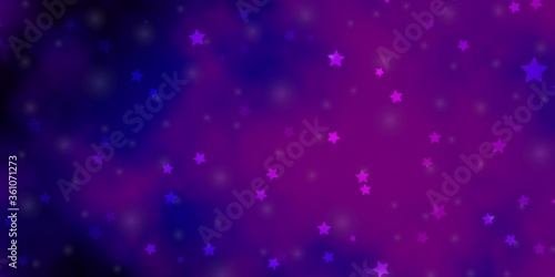 Dark Purple, Pink vector background with colorful stars. Blur decorative design in simple style with stars. Pattern for new year ad, booklets.