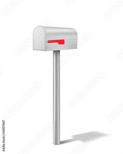 Metal mailbox isolated on white background, realistic vector illustration. Mail box, mock-up