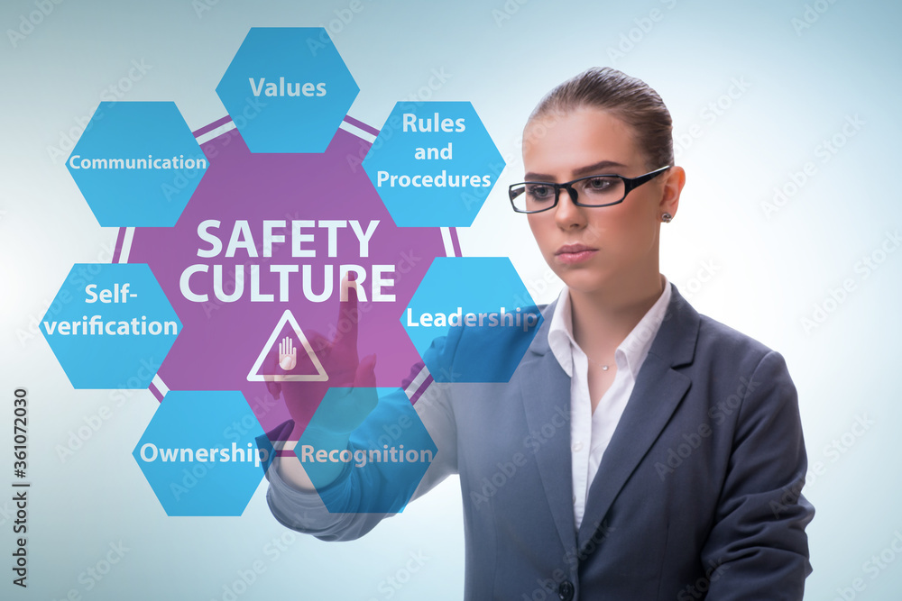 Businesswoman in safety culture concept Businesswoman in safety culture concept