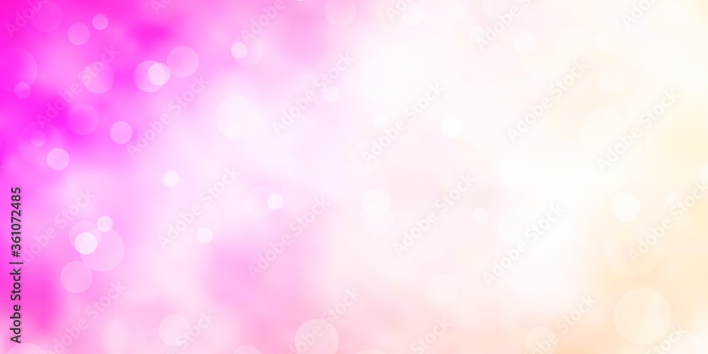 Light Pink vector background with bubbles. Glitter abstract illustration with colorful drops. New template for a brand book.