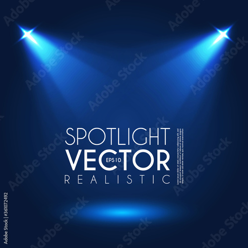 Spotlight. Transparent light effect. Show design. Light source. Empty scene.