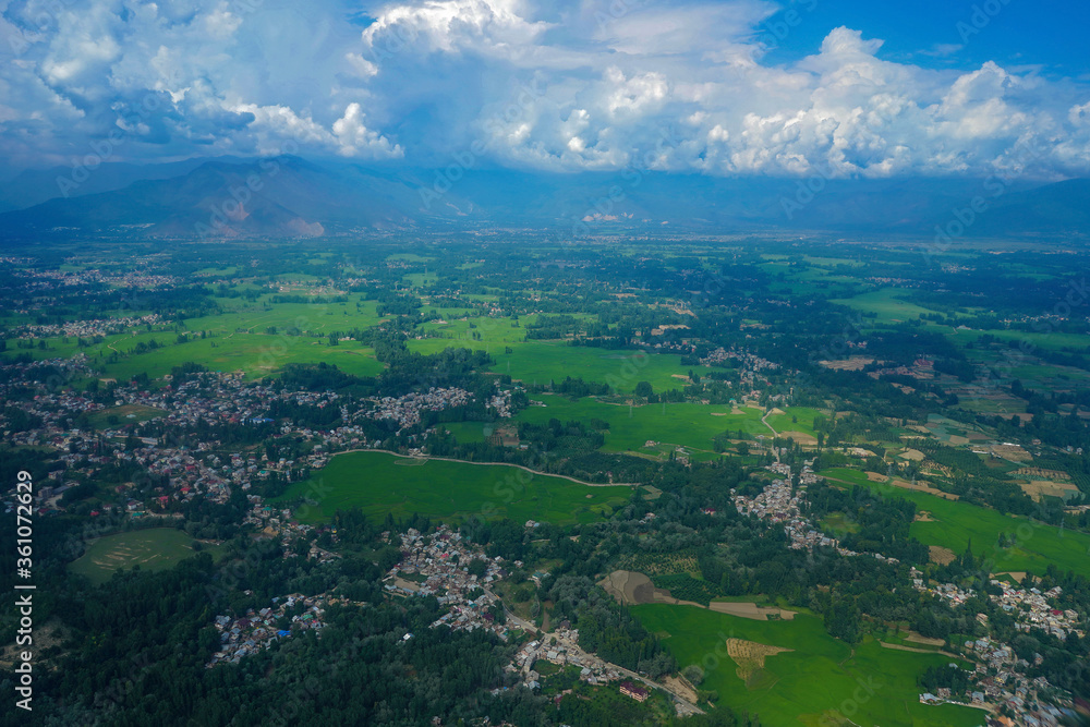 Srinagar Arial View From Flight Window Jammu Kashmir India 2019