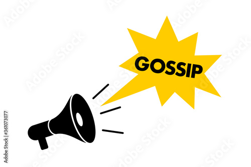 Gossip and rumor is spreaded by megaphone and loudspeaker. Vector illustration isolated on white.