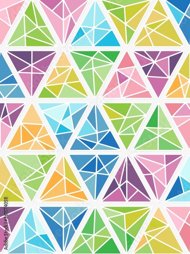 colourful abstract geometrical triangle shapes pattern for background, greeting, wallpaper, texture, banner, label, cover etc. vector design.