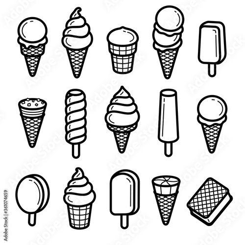 Ice cream set. Collection icon ice cream. Vector