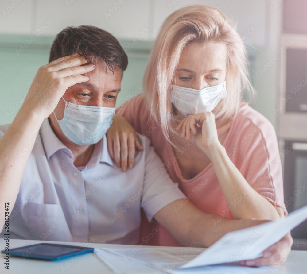 Couple worried about money problem during the pandemic coronavirus