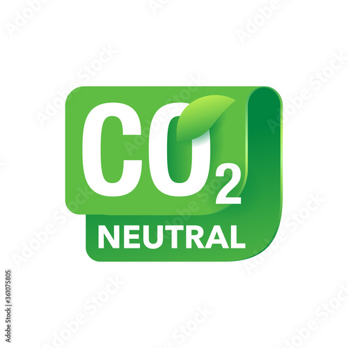 CO2 neutral emblem - carbon emissions free industrial production eco-friendly isolated stamp