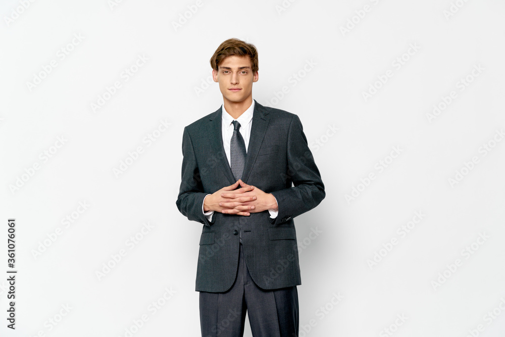 Business man in suit laptop self confidence Business man in suit laptop self confidence