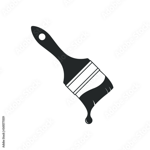 Paintbrush graphic icon. Paintbrush with drop of paint sign isolated on white background. Working tool painter symbol. Vector illustration