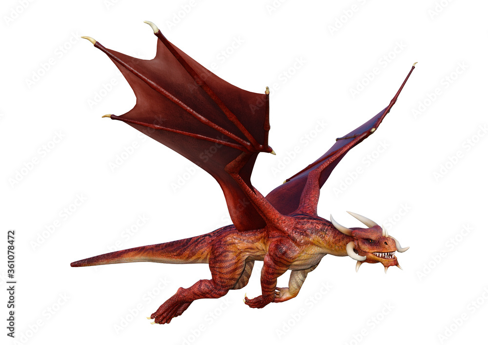 3D Rendering Fairy Tale Dragon on White 3D Rendering Fairy Tale Dragon on White