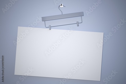 White paper sheet on wooden background. Template of A4 A5 A3 A2 A1 document and blank space for text. stampella foglio di carta photo