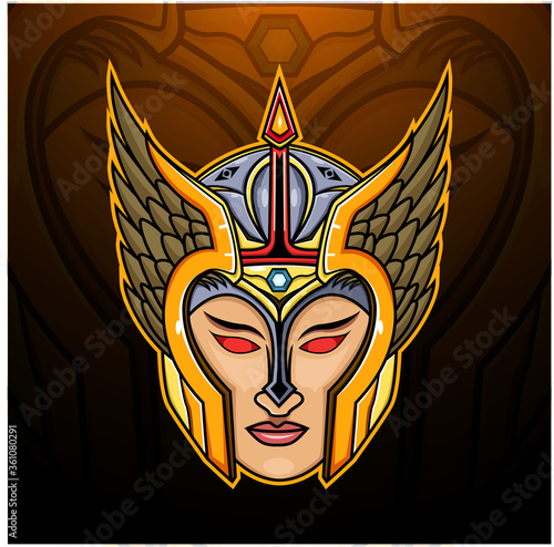 Valkyrie head esport mascot logo design