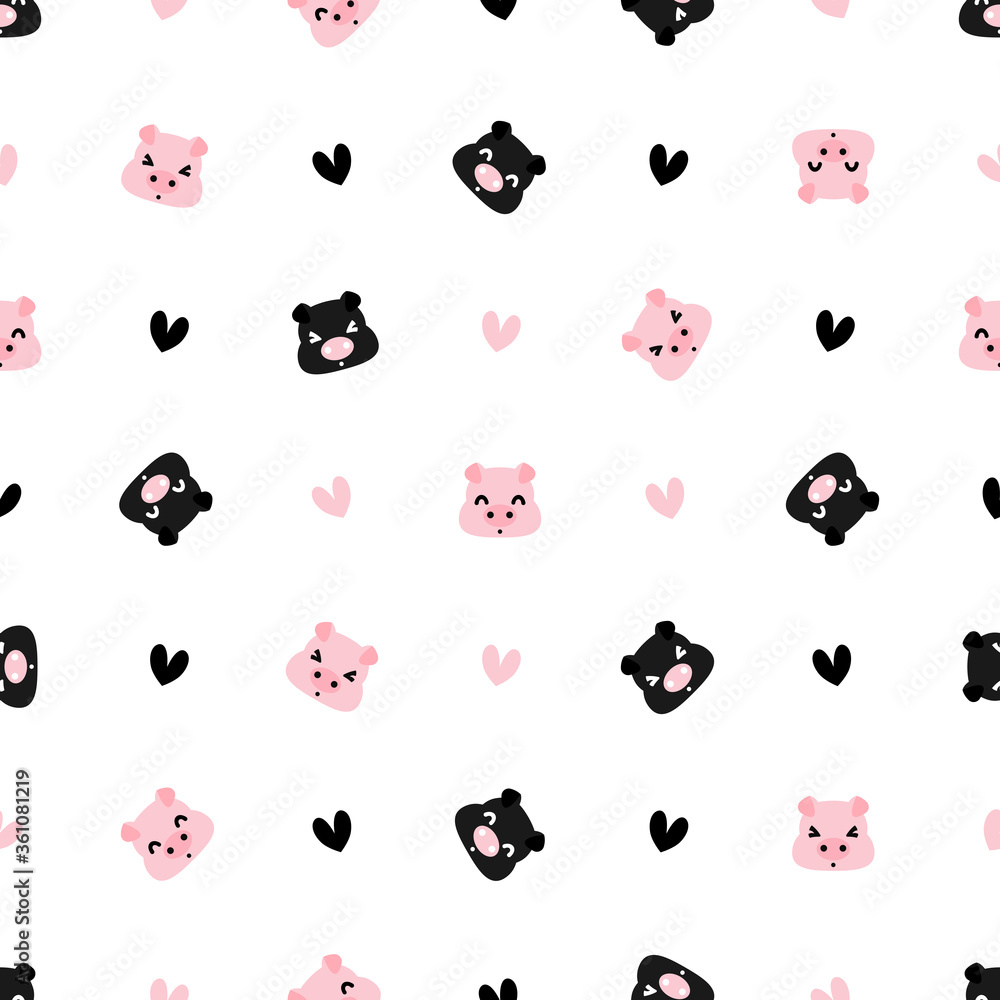 Cute pig seamless pattern background, vector illustration Cute pig seamless pattern background, vector illustration