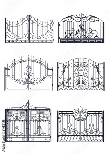 Classic Forged Gates Vector Gates Set Barocco, Classicism Style 