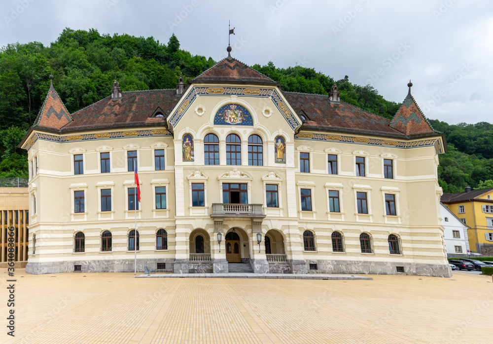 view of the city hall building in Vaduz in Liechtenstein