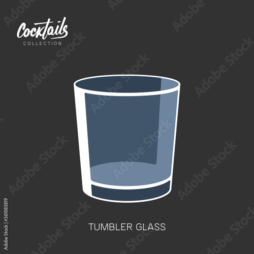 Tumbler glass black background alcohol cocktail vector illustration