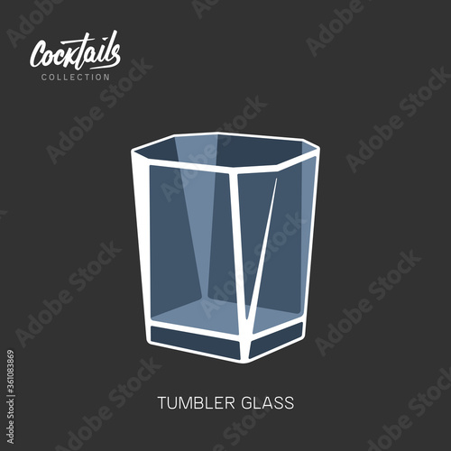 Tumbler glass black background alcohol cocktail vector illustration