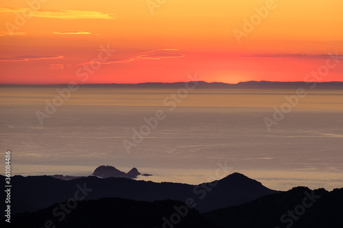 Sunset over Ile Rousse and Mediterranean in Corsica