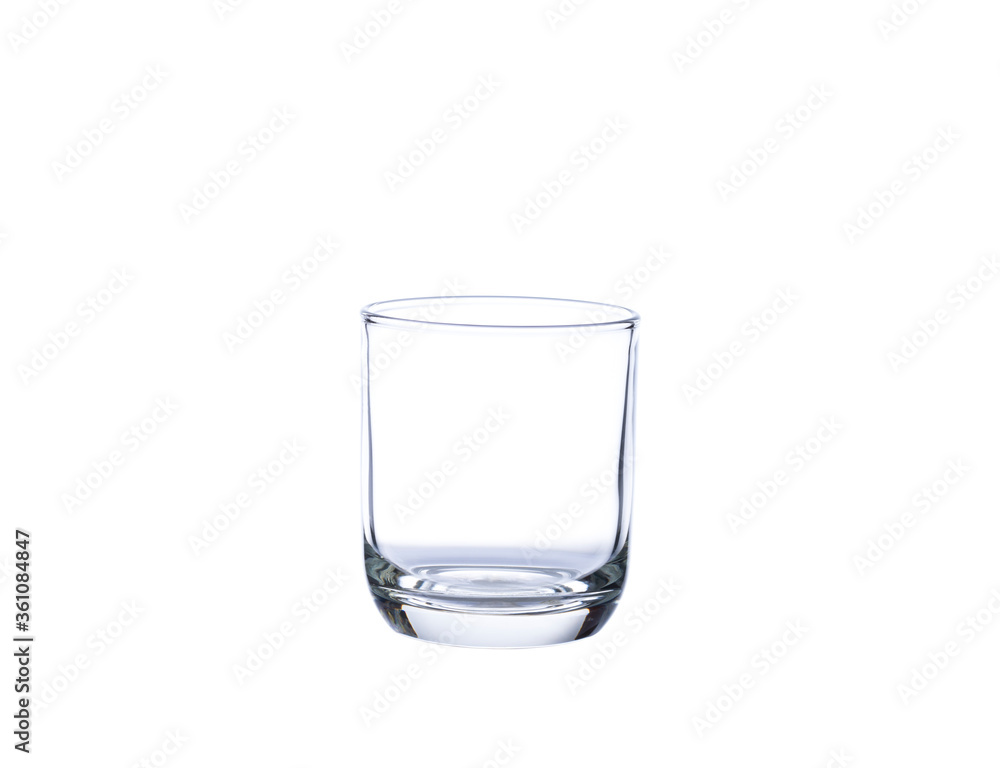 An empty glass for milk, juice, and various drinks On a white background An empty glass for milk, juice, and various drinks On a white background
