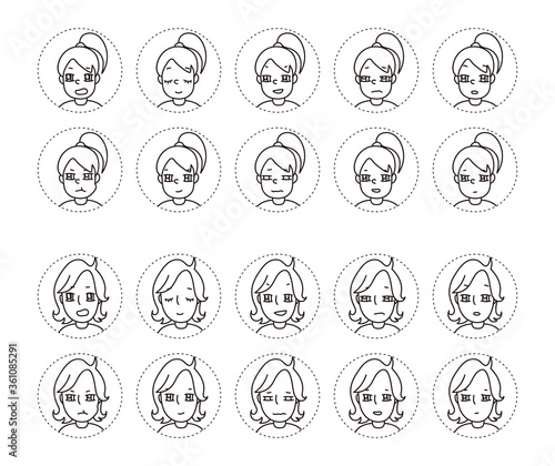 二人の人物イラスト　表情バリエーション 32