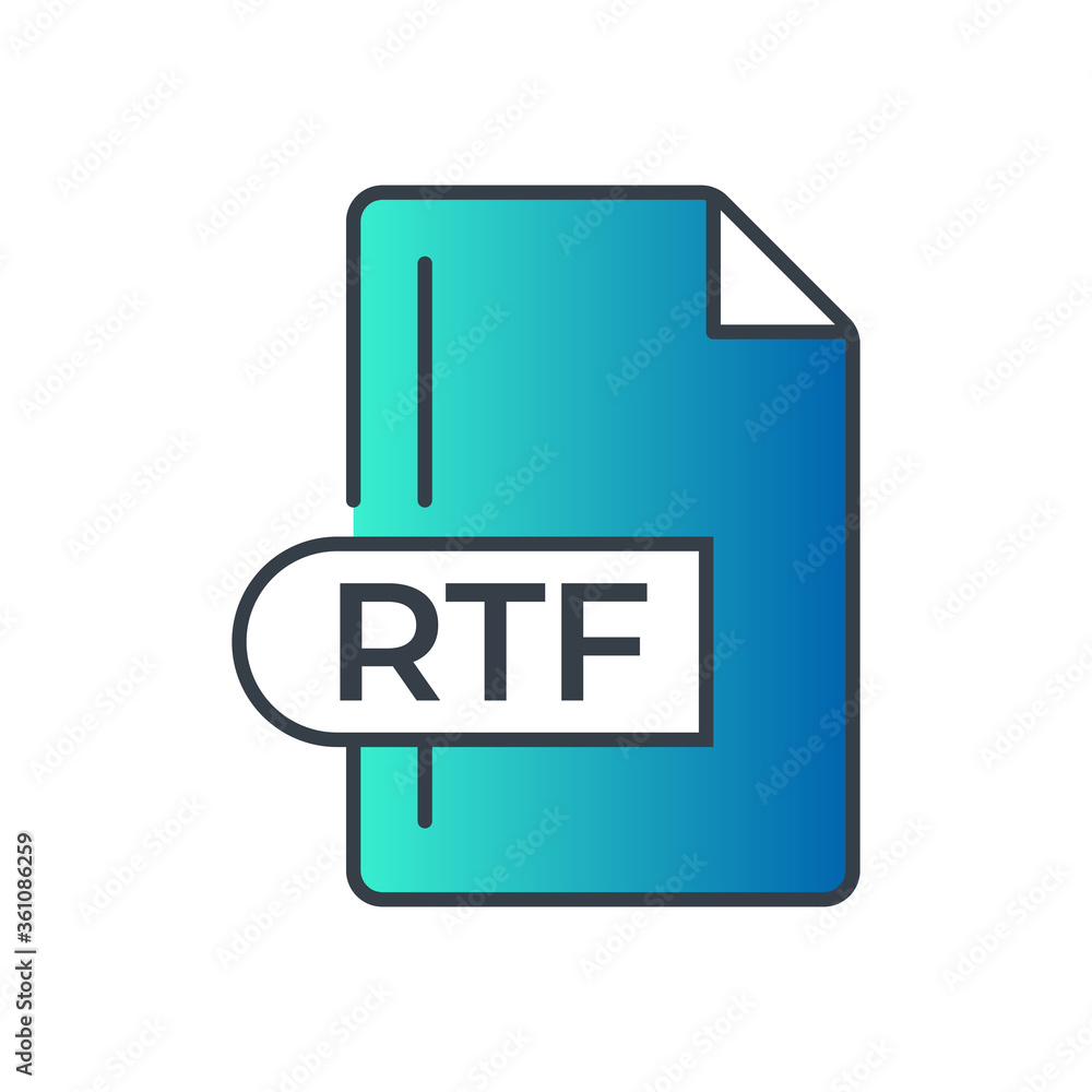 RTF File Format Icon. RTF extension gradiant icon. RTF File Format Icon. RTF extension gradiant icon.