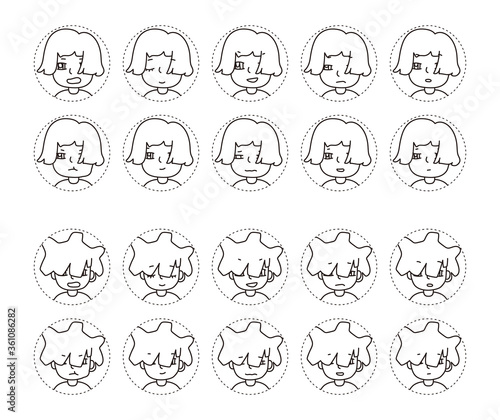 二人の人物イラスト　表情バリエーション 4