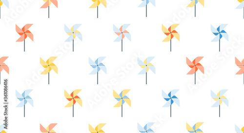 Seamless pattern of pinwheel, background for kids products, happy childhood